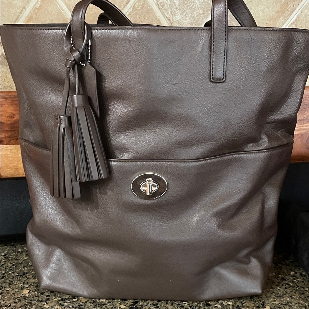 Coach Dark Brown Leather Tote Bag